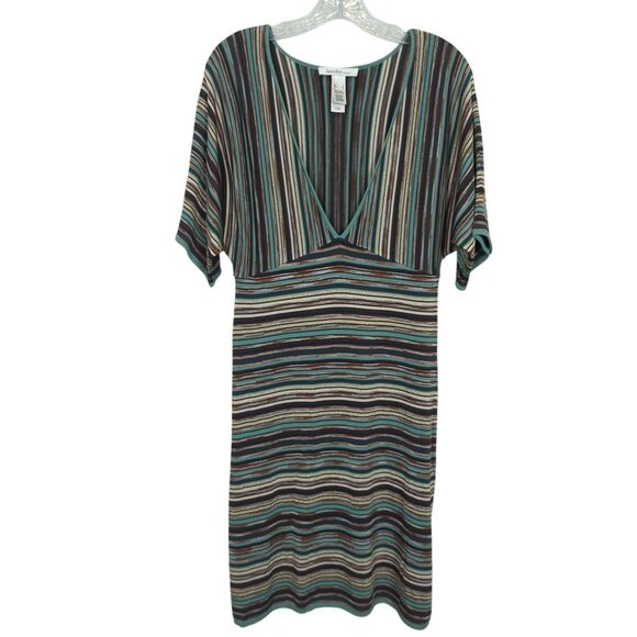 Laundry by Design striped dolman sleeves low cut bodice knit dress size S - Picture 2 of 14